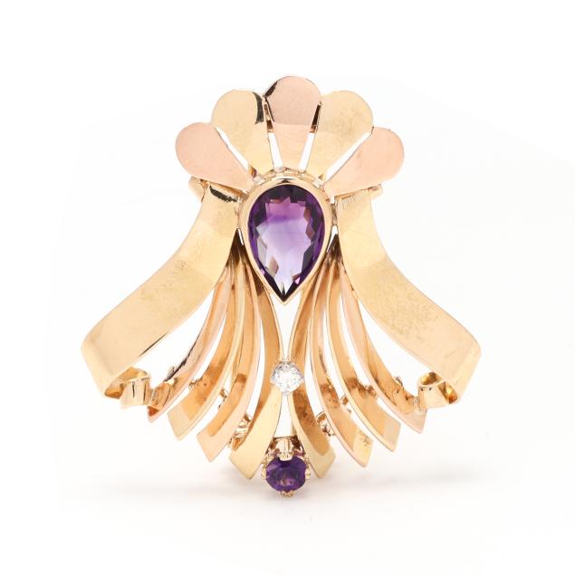 retro-bi-color-gold-amethyst-and-diamond-brooch