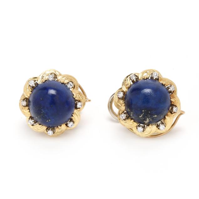 vintage-gold-lapis-lazuli-and-diamond-earrings