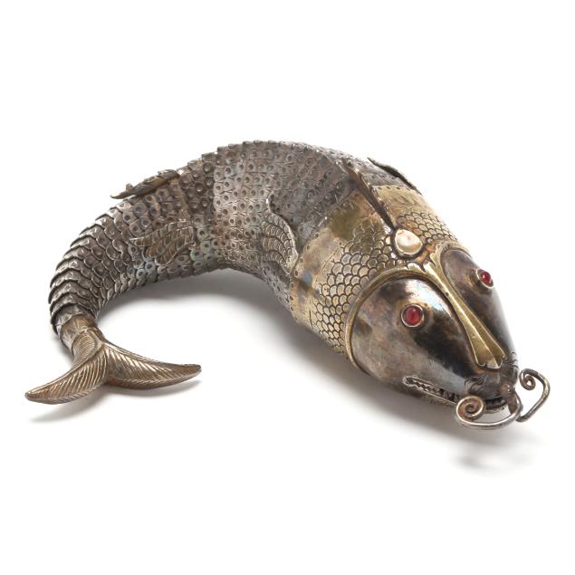 an-indian-sterling-silver-gilt-articulated-fish
