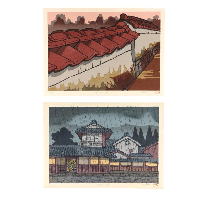 katsuyuki-nishijima-japanese-b-1945-two-woodblock-prints