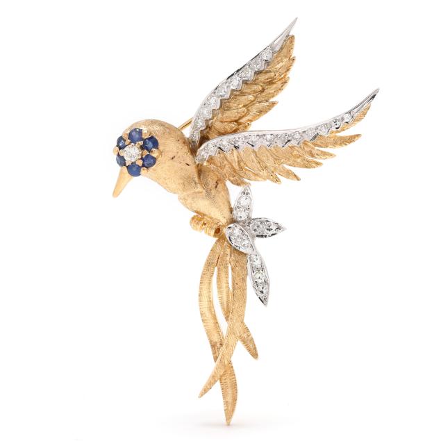 gold-diamond-and-sapphire-hummingbird-motif-brooch
