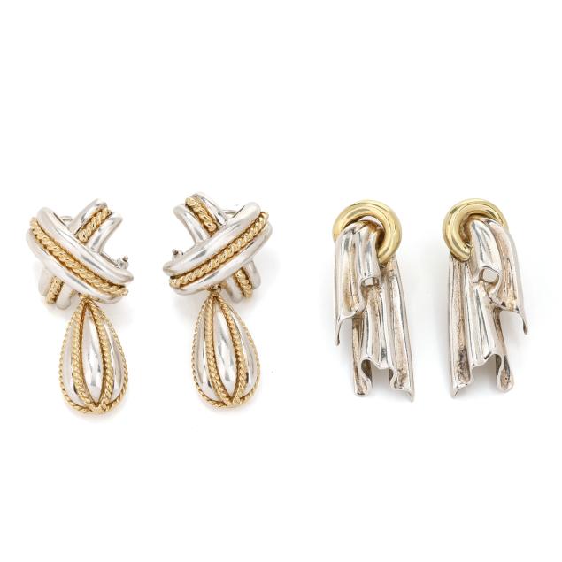 two-pairs-of-silver-and-gold-earrings-tiffany-co