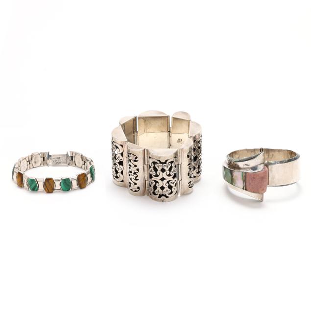 group-of-three-silver-bracelets-mexico