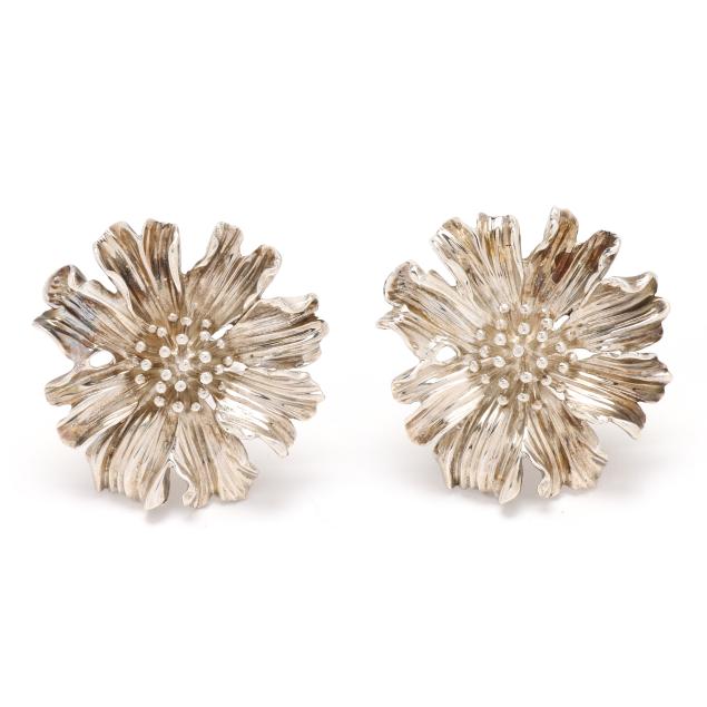 pair-of-silver-flower-motif-earrings-tiffany-co