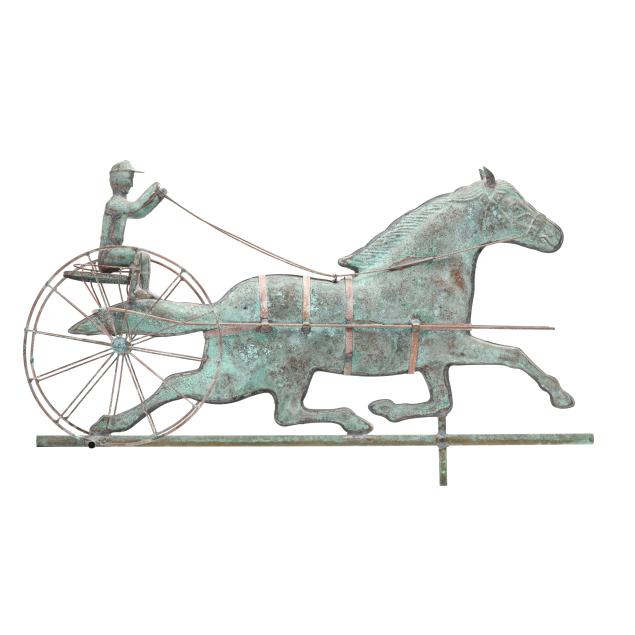 a-molded-copper-horse-and-sulky-weathervane