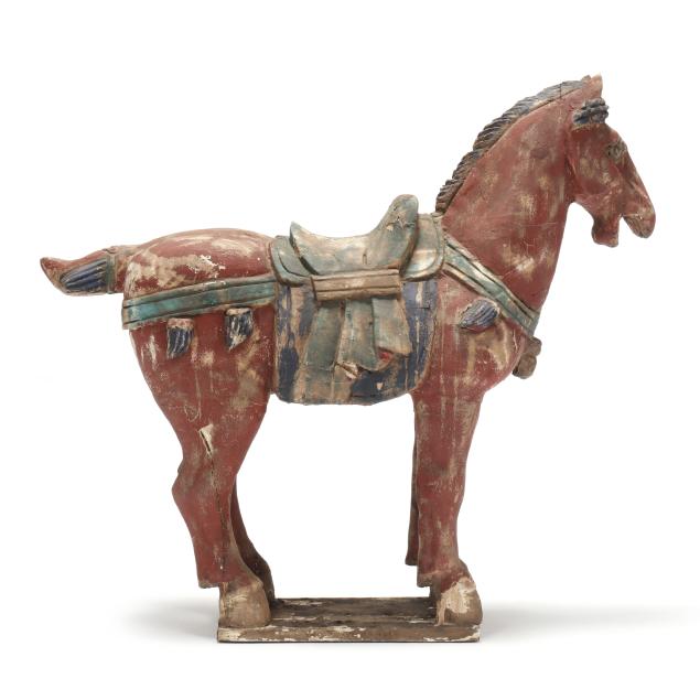 a-chinese-carved-and-painted-wood-horse
