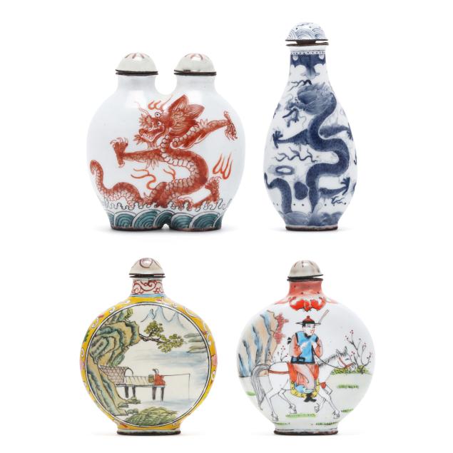 a-collection-of-four-chinese-painted-enamel-snuff-bottles