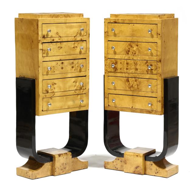 pair-of-art-deco-style-burl-wood-vertical-chests