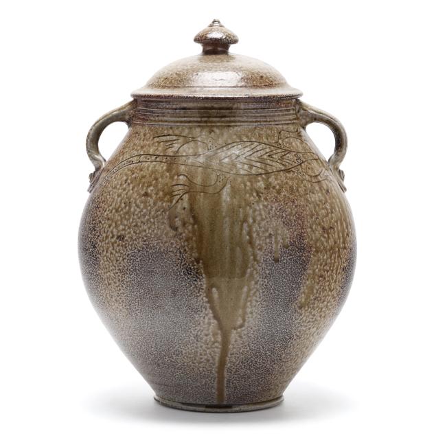 mark-hewitt-nc-b-1955-salt-glazed-covered-urn-with-critter