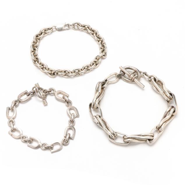 group-of-three-silver-link-bracelets