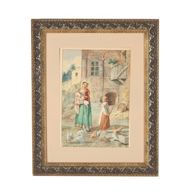 belisario-gioja-italian-1829-1906-tending-to-the-chickens