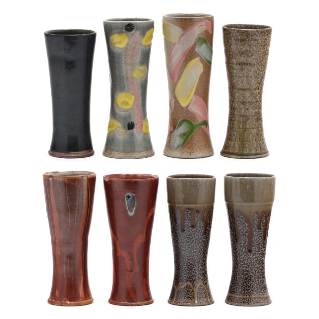 mark-hewitt-nc-b-1955-selection-of-8-pottery-iced-tea-cups