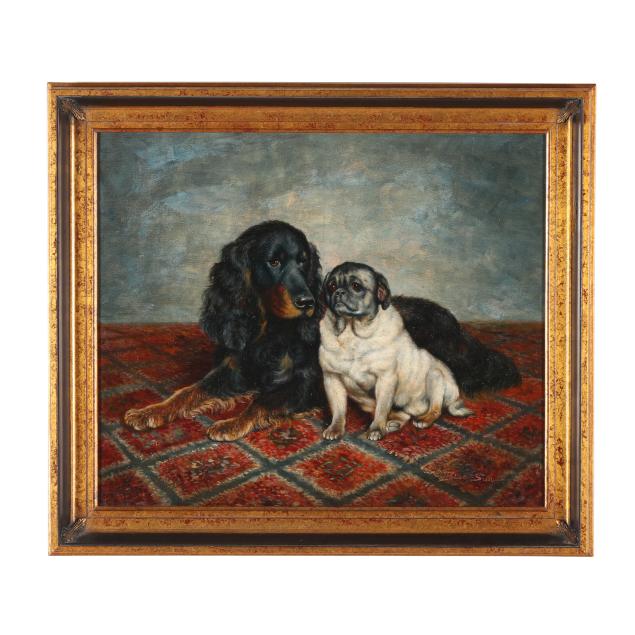 vintage-portrait-of-a-pug-and-spaniel
