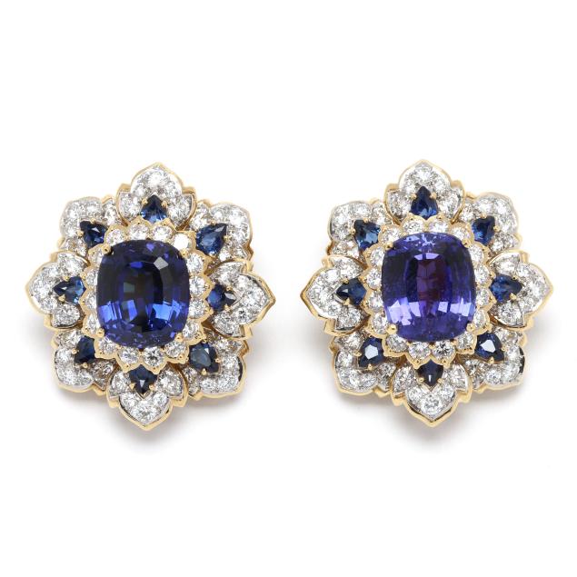 pair-of-vintage-gold-platinum-tanzanite-and-diamond-floral-motif-earrings-tiffany-co
