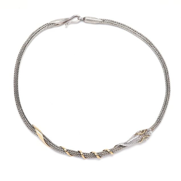 silver-and-gold-snake-motif-necklace-penny-berton