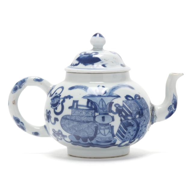 a-chinese-kangxi-blue-and-white-porcelain-teapot-with-scholar-motifs