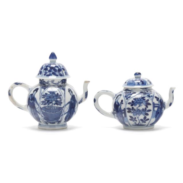 two-small-chinese-kangxi-blue-and-white-porcelain-teapots-with-figures