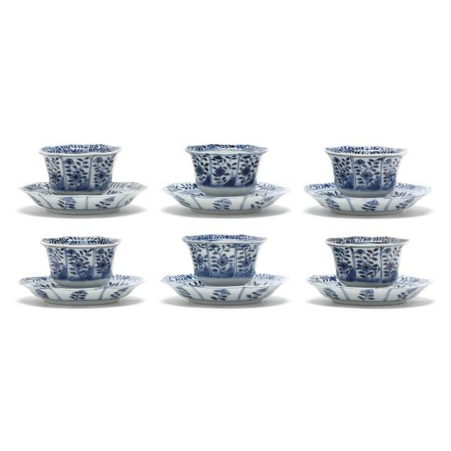 a-set-of-six-chinese-kangxi-blue-and-white-octagonal-tea-cups-and-saucers