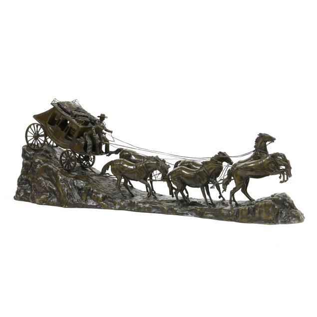 r-clark-american-20th-c-large-bronze-horse-and-carriage-scene