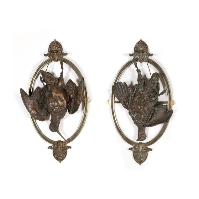 pair-of-french-bronze-trophy-game-bird-wall-mounts