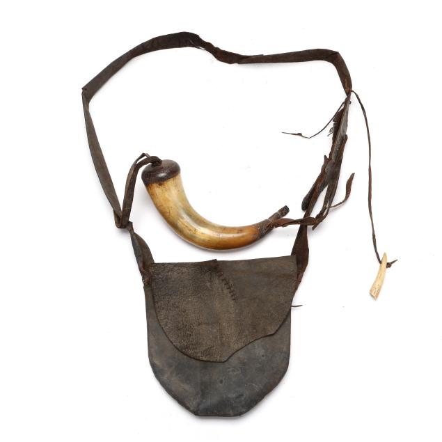 early-north-carolina-powder-horn-with-leather-bag