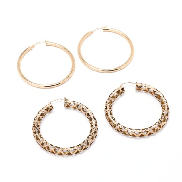 two-pairs-of-gold-hoop-earrings