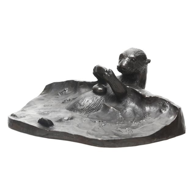 wah-ming-chang-american-1917-2003-bronze-tabletop-sculpture-of-an-otter