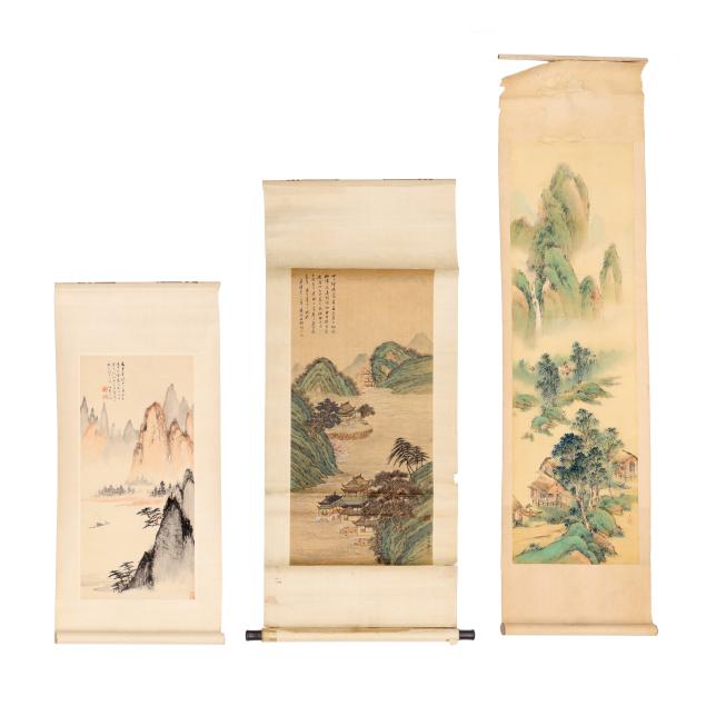 three-chinese-hanging-scroll-paintings-of-landscape