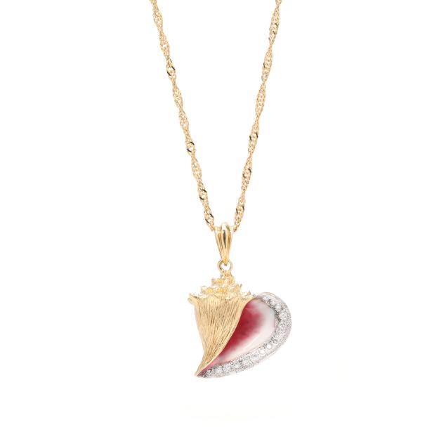 gold-enamel-and-diamond-conch-shell-motif-necklace