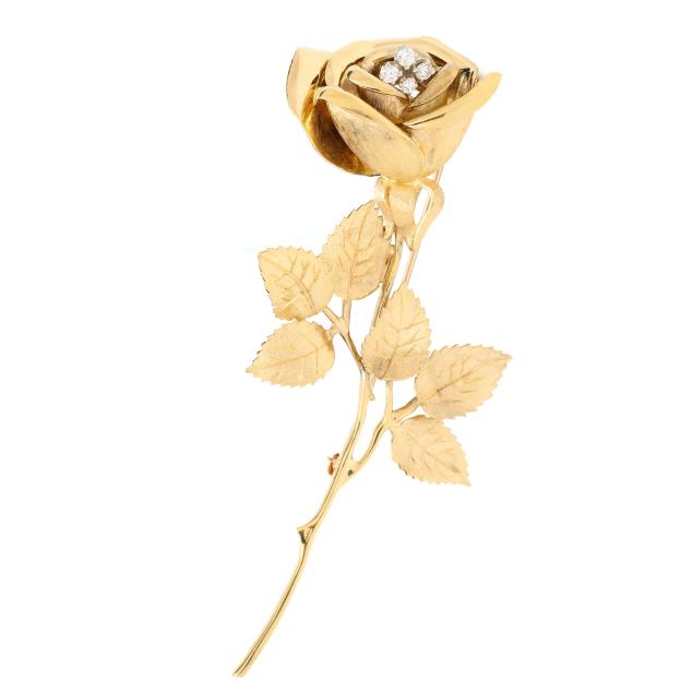 vintage-gold-and-diamond-rose-brooch