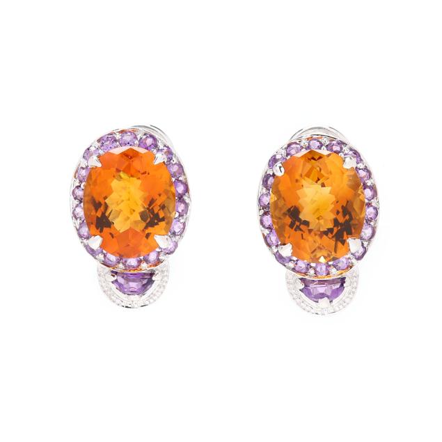 white-gold-citrine-and-amethyst-earrings