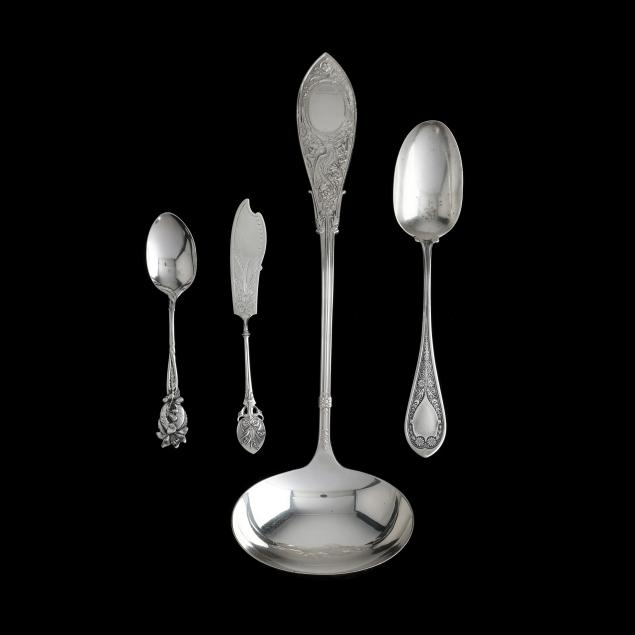four-antique-american-sterling-silver-flatware-servers