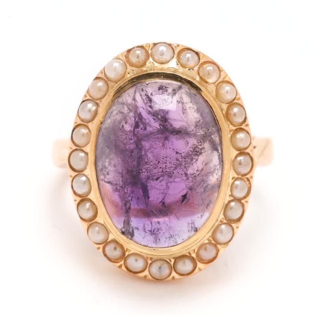 vintage-gold-amethyst-and-seed-pearl-ring