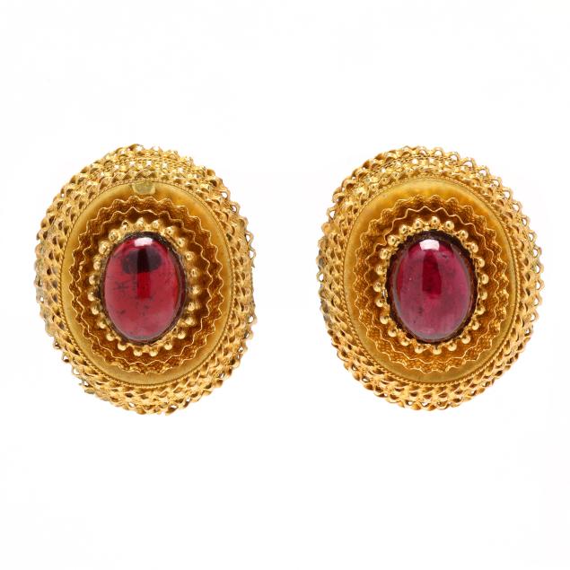 vintage-gold-and-garnet-earrings