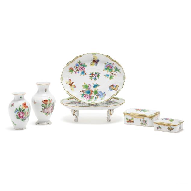 herend-a-group-of-porcelain-accessories-and-dishes