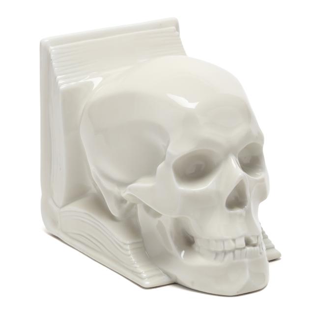 vintage-herend-porcelain-skull-bookend