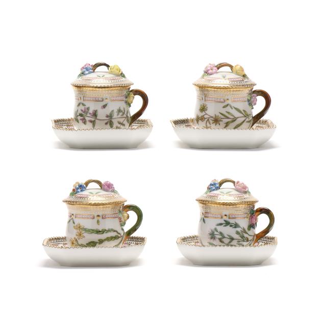 royal-copenhagen-set-of-four-i-flora-danica-i-porcelain-mustard-pots-with-lids-and-saucers