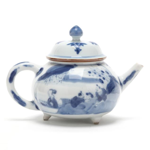 a-rare-chinese-blue-and-white-porcelain-tripod-teapot-with-water-birds