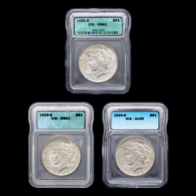 three-3-branch-mint-peace-silver-dollars