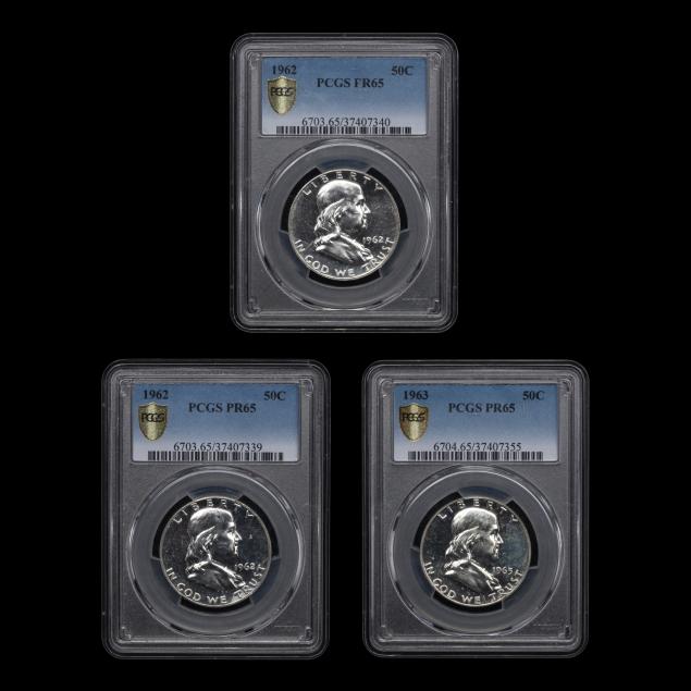 three-3-pcgs-pr65-franklin-halves
