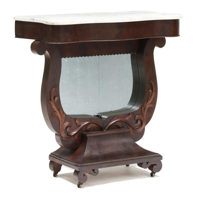 american-classical-mahogany-marble-top-pier-table