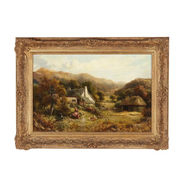 william-langley-british-fl-1880-1920-landscape-with-farmhouse-and-chickens