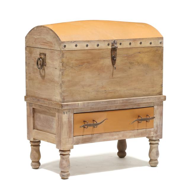 caribbean-style-teak-and-leather-chest-on-frame