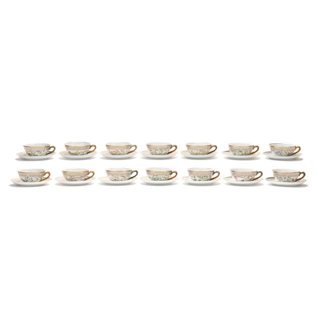 royal-copenhagen-set-of-14-i-flora-danica-i-porcelain-flat-tea-cups-and-saucers