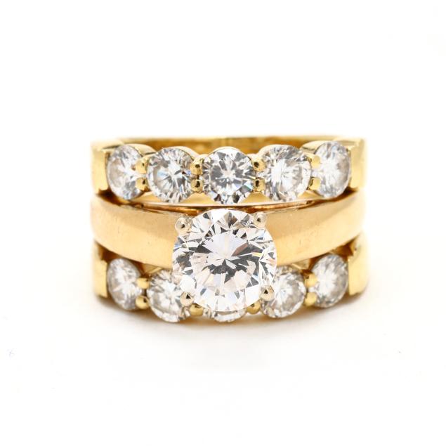 gold-and-1-41-carat-round-brilliant-cut-diamond-ring-and-band-set