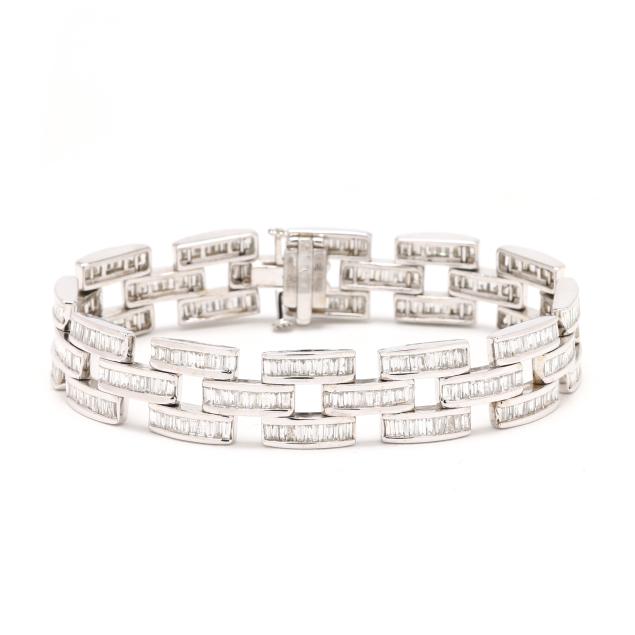 white-gold-and-diamond-square-link-bracelet