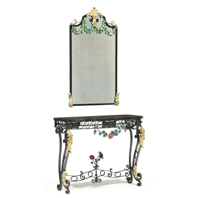 spanish-wrought-iron-and-marble-console-table-with-mirror