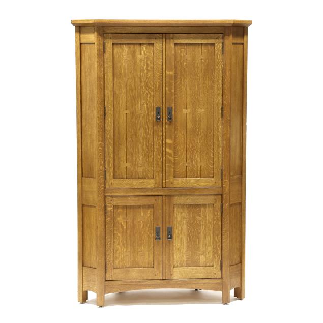 stickley-mission-style-oak-corner-cupboard
