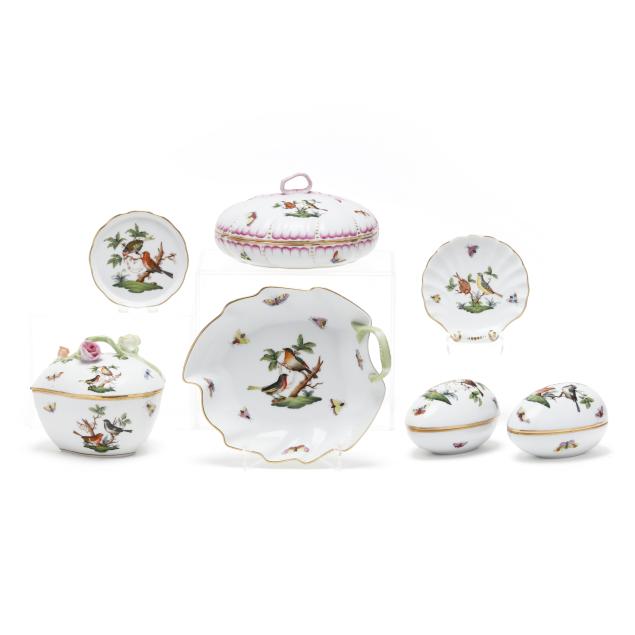 a-grouping-of-herend-i-rothschild-bird-i-porcelain-boxes-and-dishes