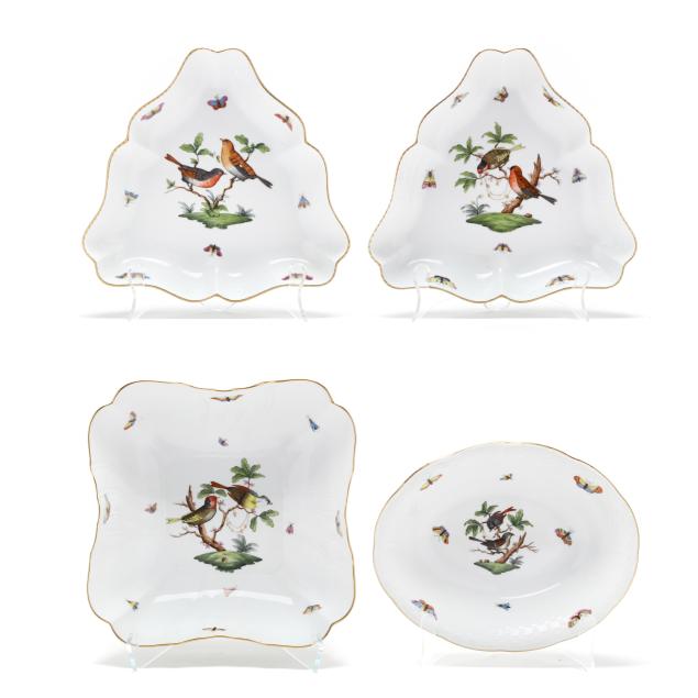 herend-four-i-rothschild-bird-i-porcelain-serving-dishes